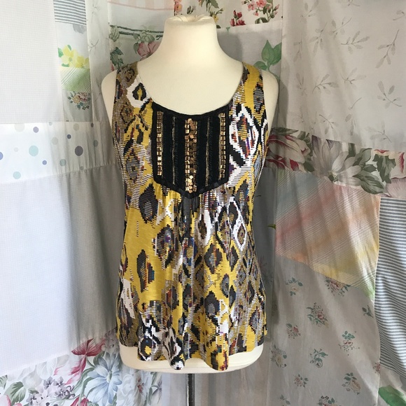 h.i.p. Tops - H.I.P Geometric Print Embellished Tank Top